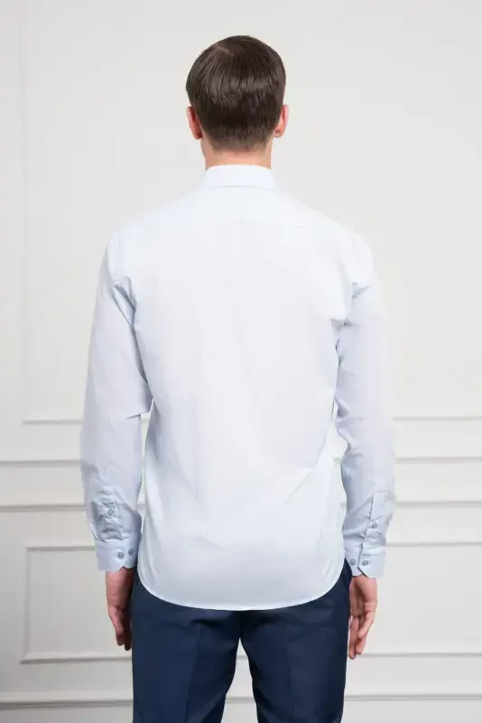 Modazone Men's BLUE Basic Regular Fit Stiff Collar Pocketed Shirt - 5