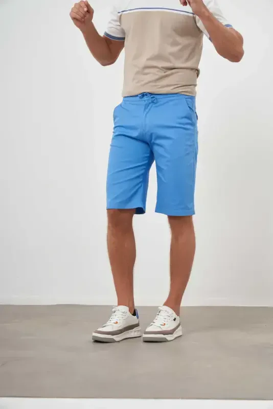 Modazone Men's Blue Cotton Plain Pattern Dynamic Fit Shorts - 3