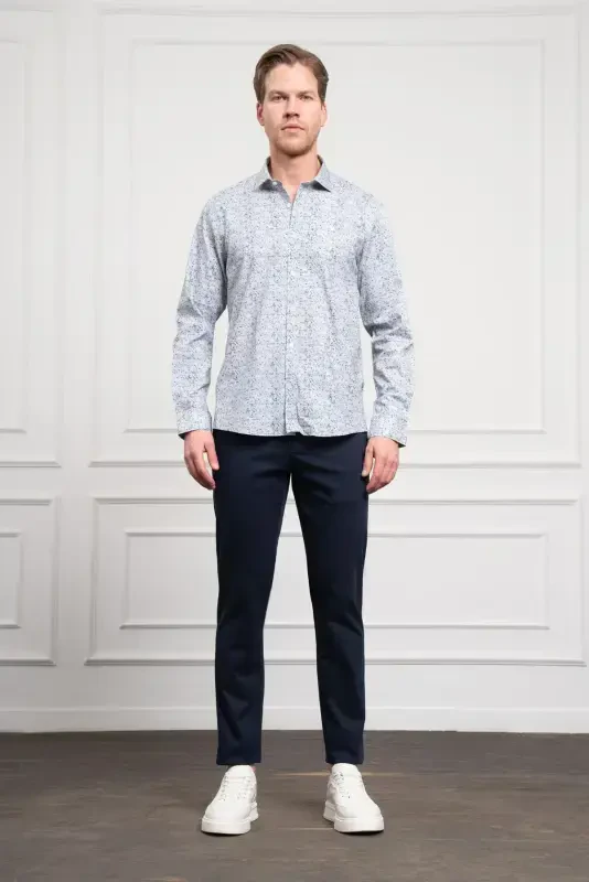 Modazone Men's Blue Cotton Trend Button-Down Collar Dynamic Fit Relaxed Fit Shirt - 2