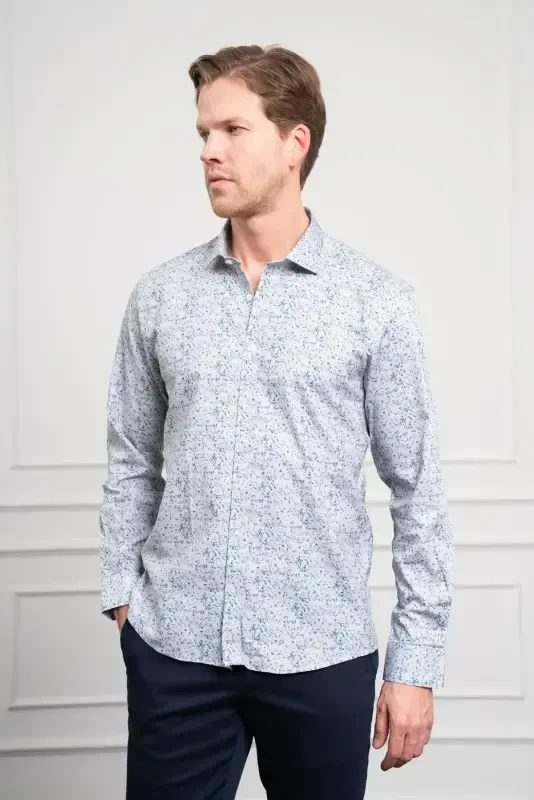 Modazone Men's Blue Cotton Trend Button-Down Collar Dynamic Fit Relaxed Fit Shirt - 4