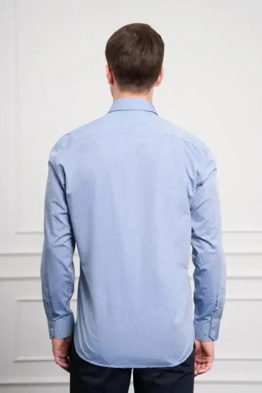 Modazone Men's Blue Cotton Trend Regular Fit Stiff Collar Shirt - 5