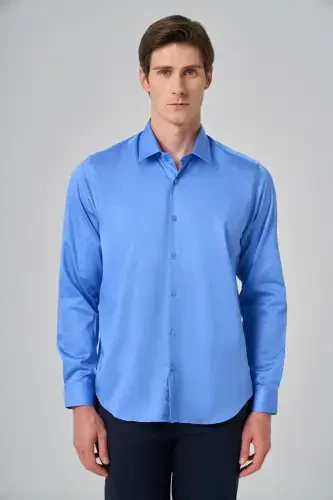 Modazone Men's Blue Dynamic Fit Hard Collar Shirt 