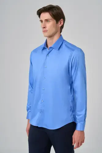 Modazone Men's Blue Dynamic Fit Hard Collar Shirt - 2