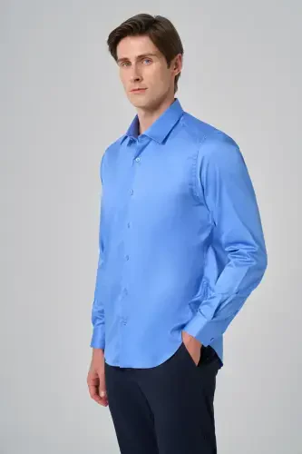 Modazone Men's Blue Dynamic Fit Hard Collar Shirt - 3