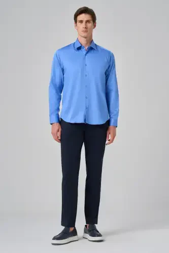 Modazone Men's Blue Dynamic Fit Hard Collar Shirt - 4