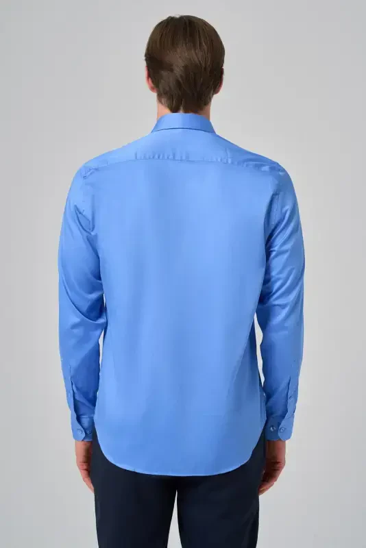 Modazone Men's Blue Dynamic Fit Hard Collar Shirt - 5