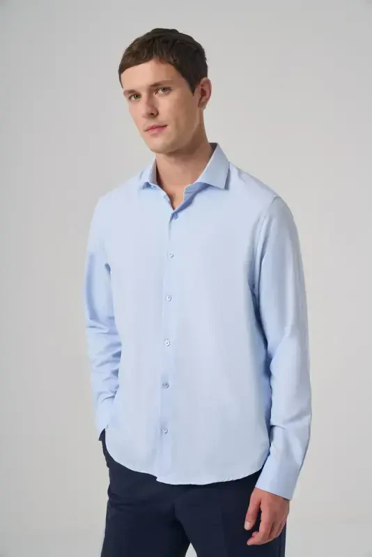 Modazone Men's BLUE Polyester Trendy Patterned Dynamic Fit Italian Collar Shirt - 1