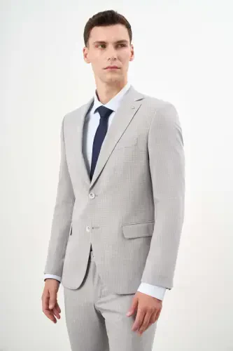 Modazone Men's BLUE Polyviscose Trend Striped Pattern Slim Fit Notch Lapel Suit - 1