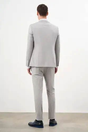 Modazone Men's BLUE Polyviscose Trend Striped Pattern Slim Fit Notch Lapel Suit - 3