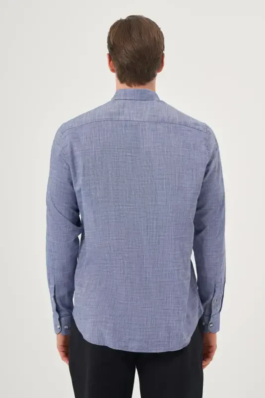 Modazone Men's Blue Trend Dynamic Fit Button-Down Collar Shirt - 5