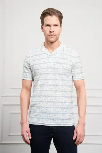 Modazone Men's Blue Trend Dynamic Fit Comfort Fit Polo Neck T-Shirt - 1