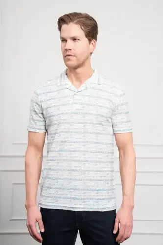 Modazone Men's Blue Trend Dynamic Fit Comfort Fit Polo Neck T-Shirt - 3