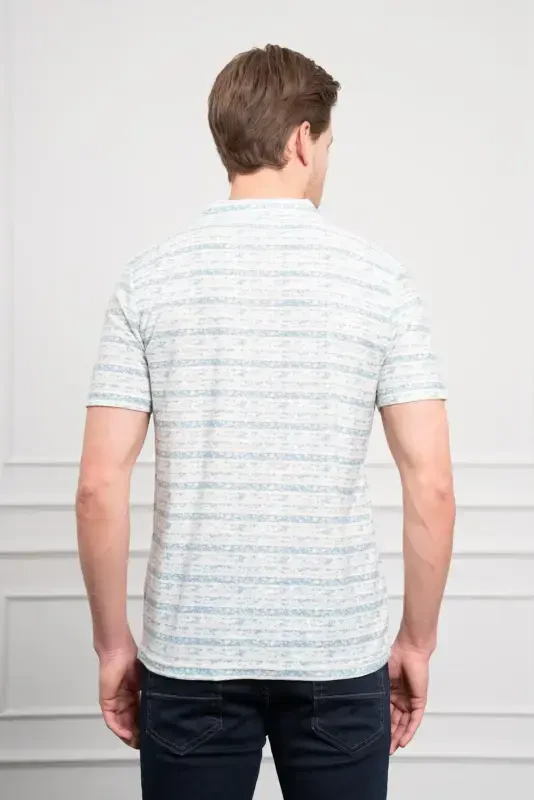 Modazone Men's Blue Trend Dynamic Fit Comfort Fit Polo Neck T-Shirt - 5