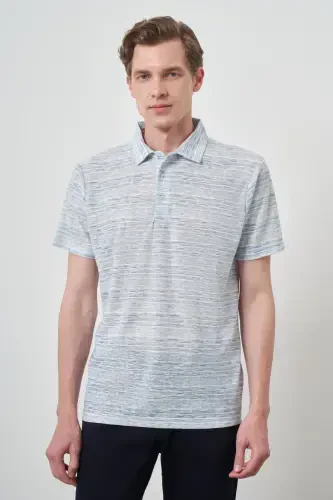 Modazone Men's Blue Trend Dynamic Fit Polo Collar T-Shirt - 4