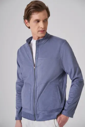 Modazone Men's Blue Trendy Spring Reversible Suede Jacket - MORVEN (1)