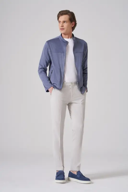 Modazone Men's Blue Trendy Spring Reversible Suede Jacket - 4