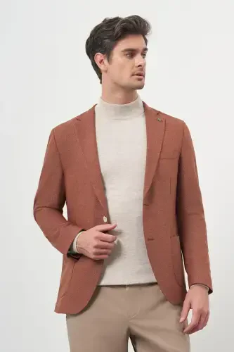 Modazone Men's Brick Weave Slim Fit Mono Collar Jacket - 4