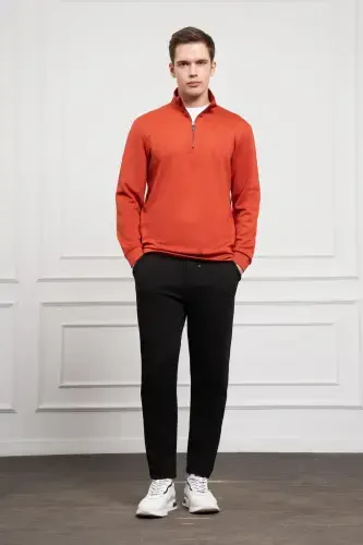 Modazone Men's Brick Zippered Turtleneck Dynamic Fit Relaxed Fit Sweatshirt - 2