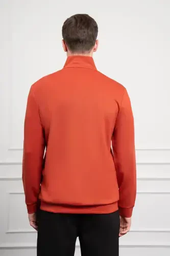 Modazone Men's Brick Zippered Turtleneck Dynamic Fit Relaxed Fit Sweatshirt - 5