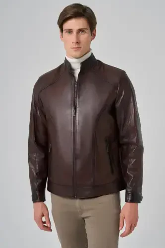 Modazone Men's BROWN New York Leather Jacket - 1