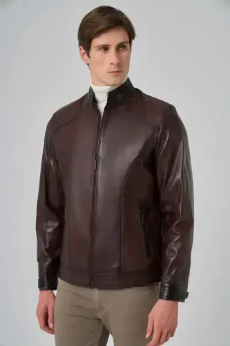 Modazone Men's BROWN New York Leather Jacket - 2