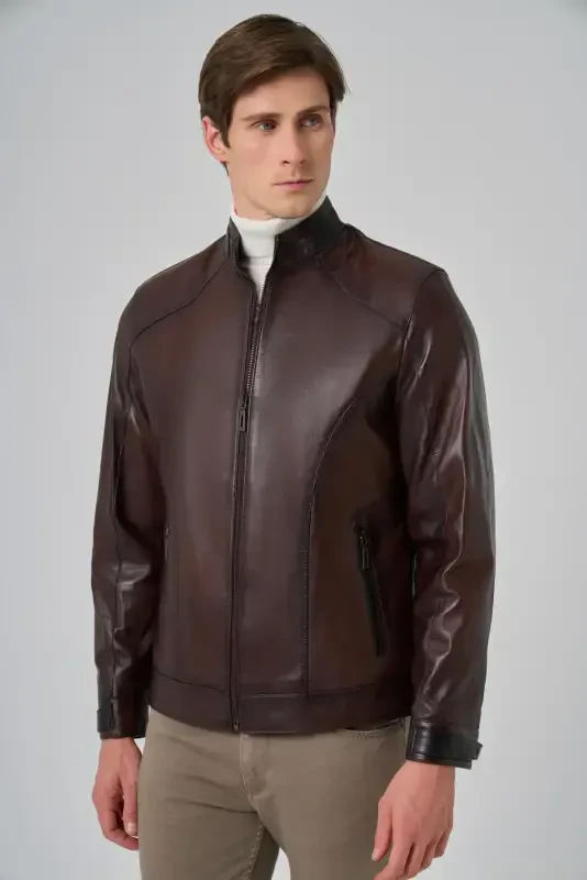 Modazone Men's BROWN New York Leather Jacket - 2