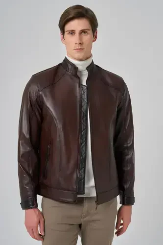 Modazone Men's BROWN New York Leather Jacket - 3
