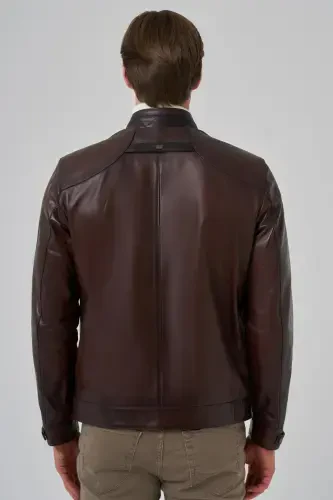 Modazone Men's BROWN New York Leather Jacket - 5