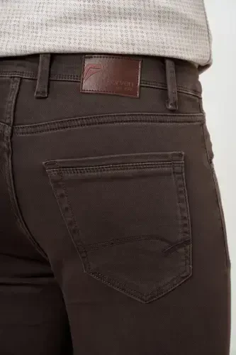 Modazone Men's BROWN Seasonal Cotton 5 Pocket Dynamic Fit Jean Pants - 4