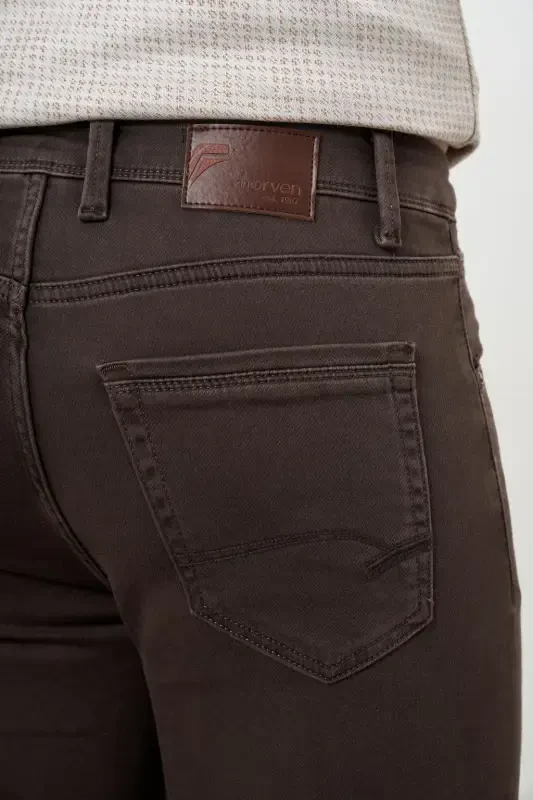 Modazone Men's BROWN Seasonal Cotton 5 Pocket Dynamic Fit Jean Pants - 4