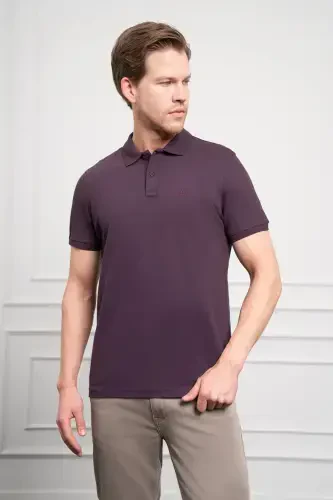Modazone Men's Burgundy Basic Polo Collar Dynamic Fit T-Shirt - 4