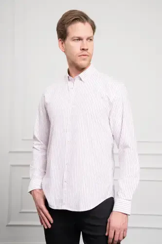 Modazone Men's Burgundy Cotton Trend Dynamic Fit Comfort Cut Shirt - 4