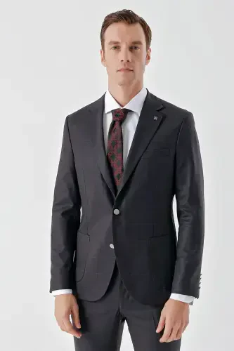 Modazone Men's Burgundy Polyviscose Trendy Plaid Slim Fit Single Button Suit - 5