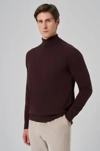 Modazone Men's Burgundy Trend Core Spun Turtleneck Dynamic Fit Comfort Fit Knitwear - 2