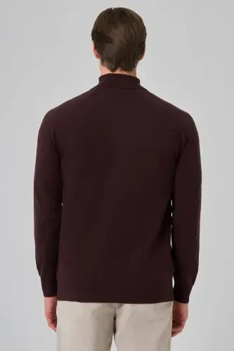 Modazone Men's Burgundy Trend Core Spun Turtleneck Dynamic Fit Comfort Fit Knitwear - 4