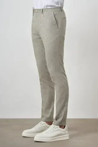 Modazone Men's Cagla Green Trend Full Elastic Waistband Slim Fit Trousers - 4