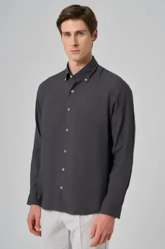 Modazone Men's Charcoal Dynamic Fit Button-Down Collar Modal Shirt 