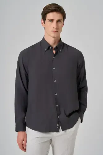 Modazone Men's Charcoal Dynamic Fit Button-Down Collar Modal Shirt - MORVEN (1)