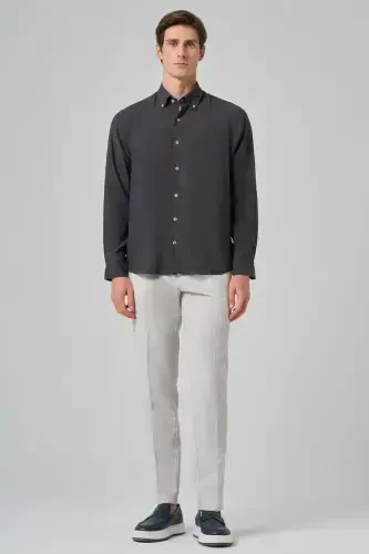 Modazone Men's Charcoal Dynamic Fit Button-Down Collar Modal Shirt - 3