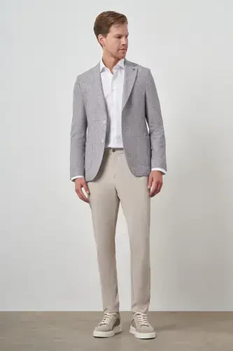 Modazone Men's Cherry Linen Weave Slim Fit Mono Collar Jacket - 2