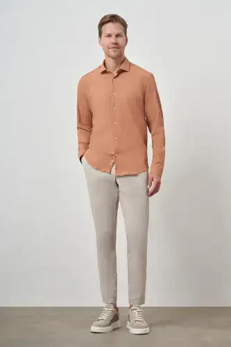 Modazone Men's Cinnamon Waffle Trendy Patterned Dynamic Fit Italian Collar Shirt - MORVEN (1)