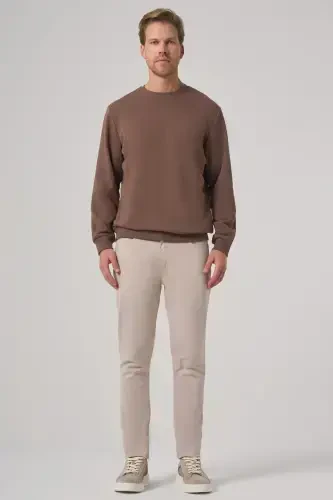 Modazone Men's COFFEE Basic Crew Neck Sweatshirt - 4