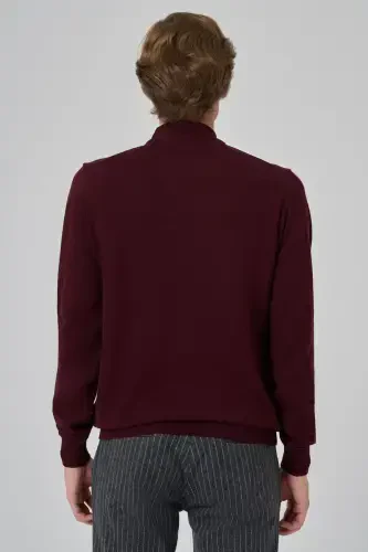 Modazone Men's Dark Burgundy Basic Turtle Neck Dynamic Fit Comfort Fit Knitwear - 5