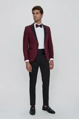 Modazone Men's Dark Burgundy Bolonya Ceremonia Groom Tuxedo - 1