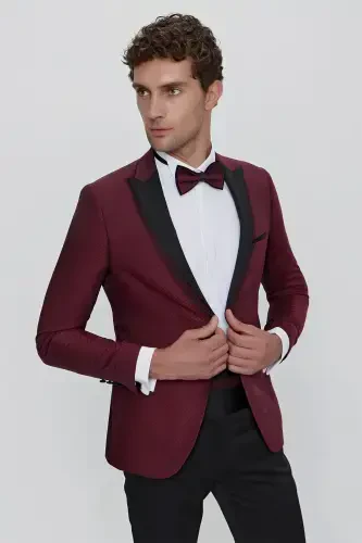 Modazone Men's Dark Burgundy Bolonya Ceremonia Groom Tuxedo - 4