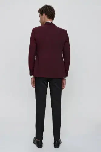 Modazone Men's Dark Burgundy Bolonya Ceremonia Groom Tuxedo - 7