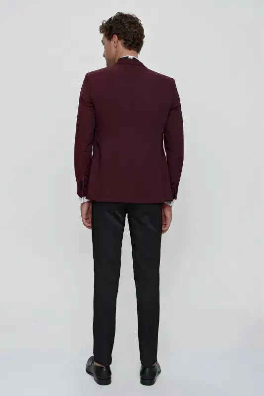 Modazone Men's Dark Burgundy Bolonya Ceremonia Groom Tuxedo - 7