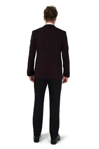 Modazone Men's Dark Burgundy New York Vested Groom Suit - 4