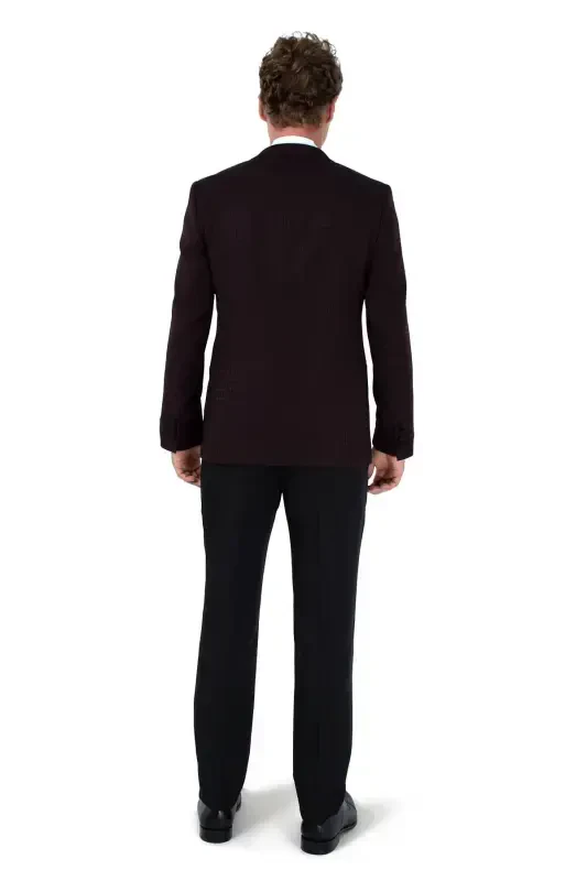 Modazone Men's Dark Burgundy New York Vested Groom Suit - 4