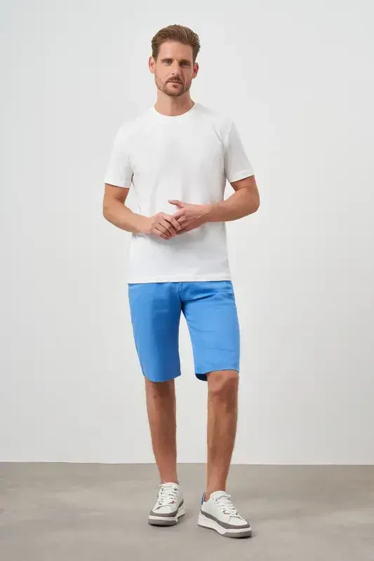 Modazone Men's Ecru Basic Crew Neck Dynamic Fit Comfort Fit T-Shirt - 4